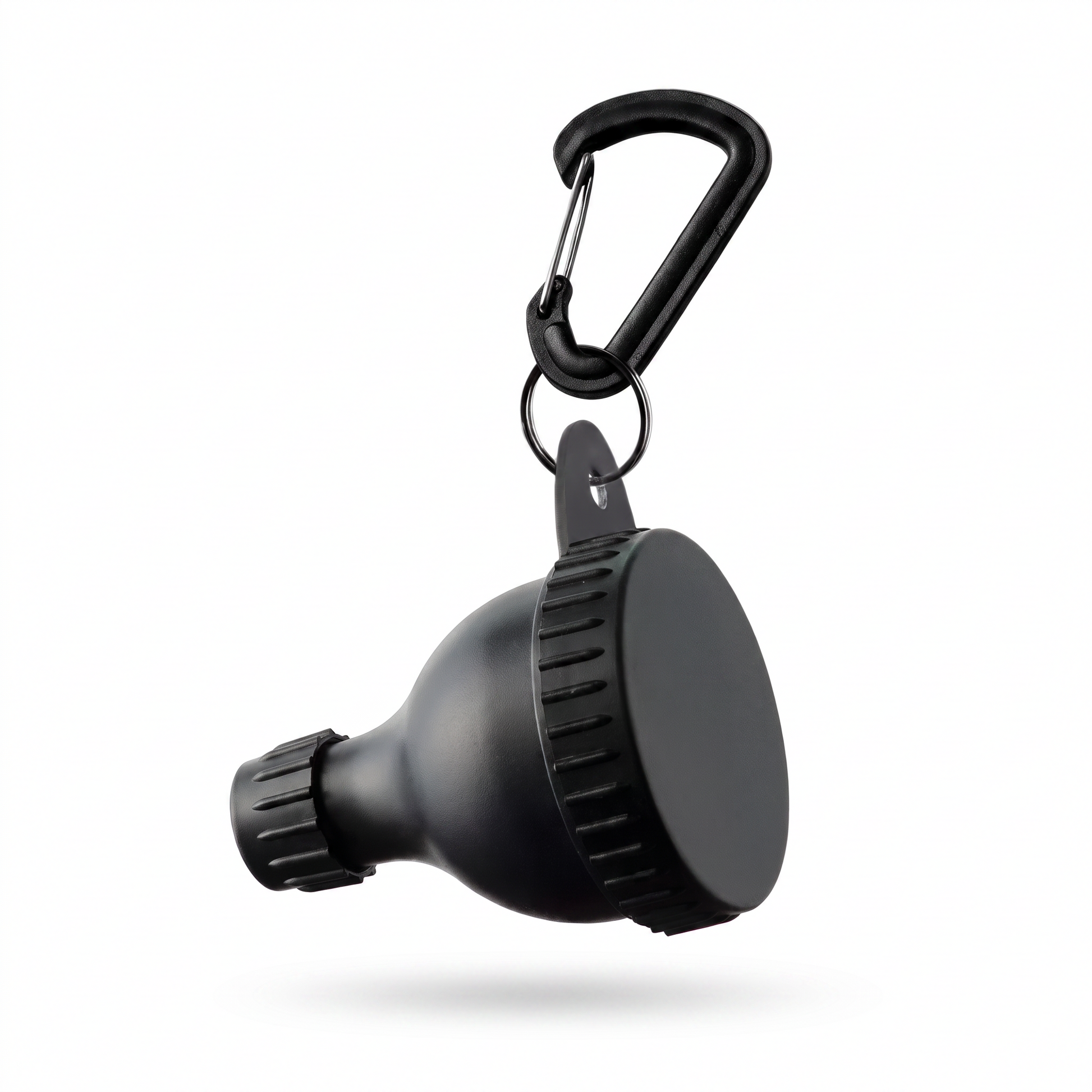 Powder funnel keychain with carabiner — studio