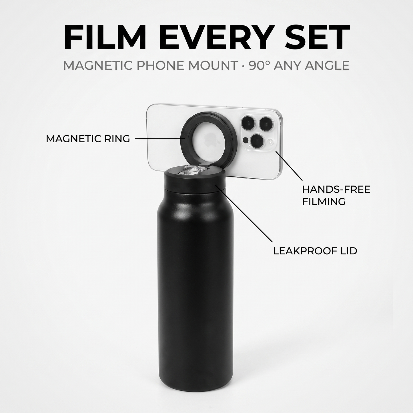 Film every set — magnetic phone mount features