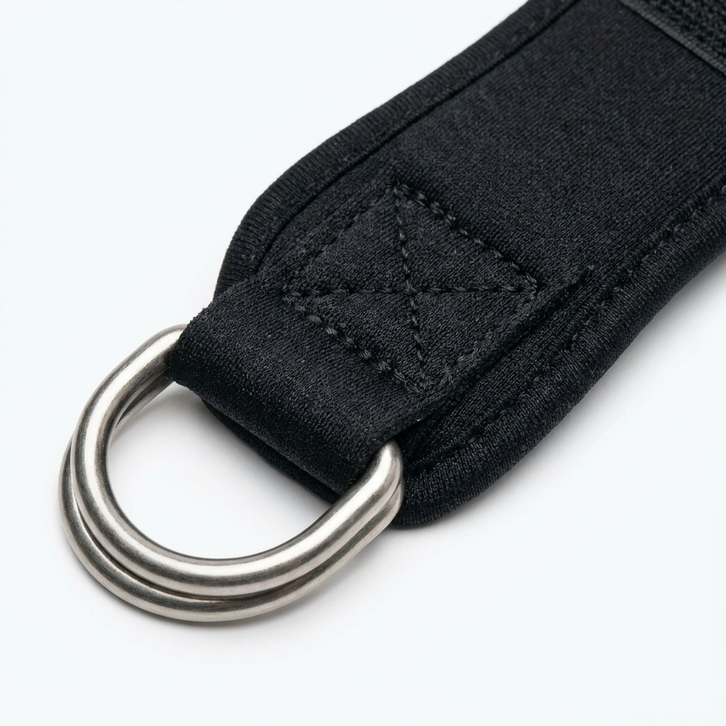 Close-up of D-rings and reinforced stitching